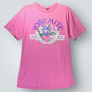 VTG 80’s Yosemite Wildflowers Night Shirt Womens OS (XL) Pink Short Sleeve Soft